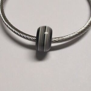 Black Gray White‎ Striped Charm for Pandora Style Bracelet